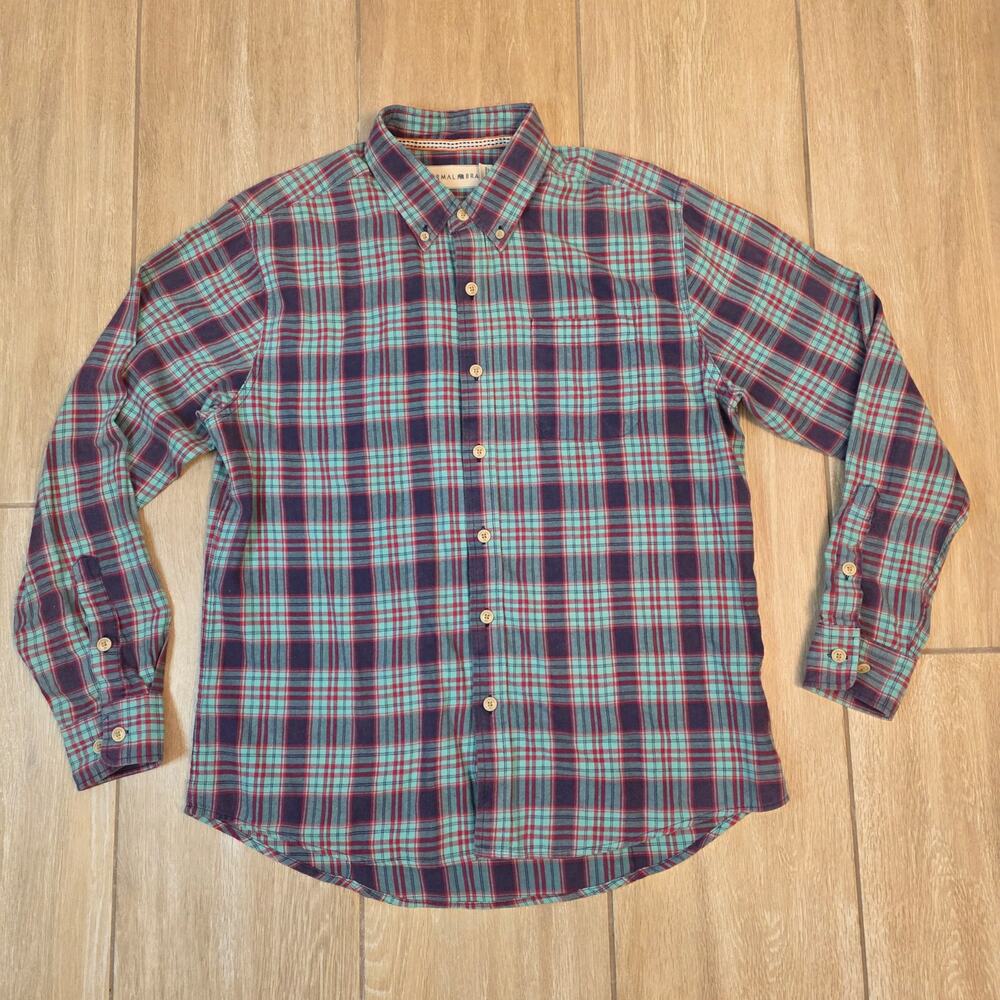 The Normal Brand Plaid Flannel Shirt Mens Medium Cotton Short Sleeve Casual